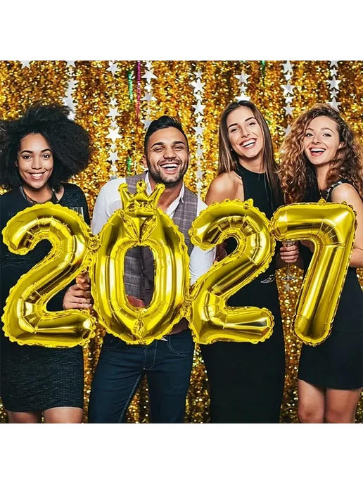 Нет бренда Фольгированные цифры 2027 для Нового года gold, серый, фото 6