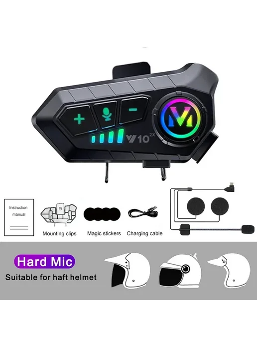 kebidumei 1 2 шт. Y10 2x Мотоциклетный интерком для шлема, беспроводно, 2 шт