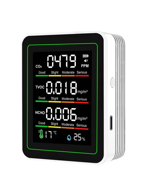 5в1 датчик CO2 TVOC HCHO Темп влажность, белый, белый, фото 2