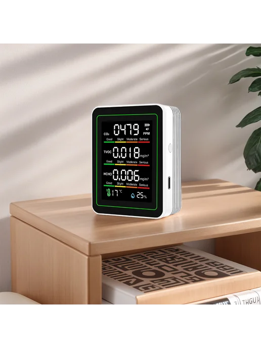 5в1 датчик CO2 TVOC HCHO Темп влажность, белый, белый, фото 7