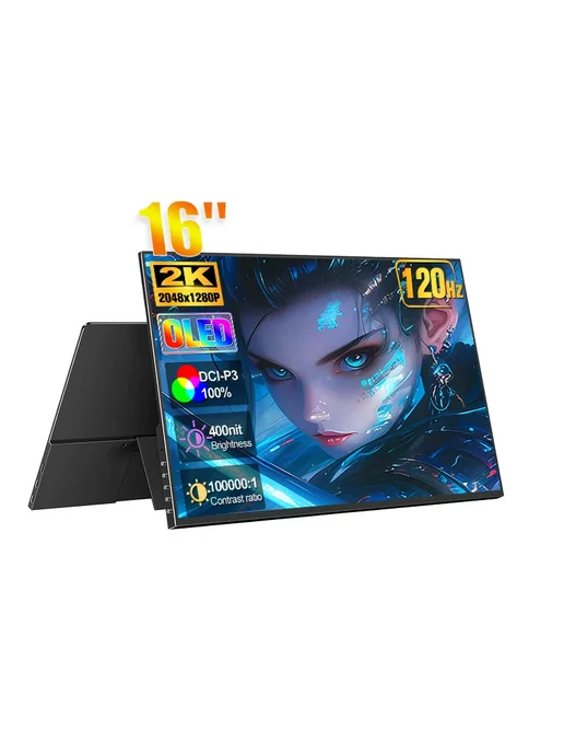 Howens 16-дюймовый портативный OLED-монитор 120 Гц 2K 1280p с USB-C, вариант