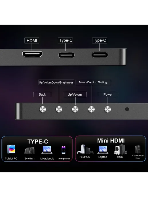 Howens 16-дюймовый портативный OLED-монитор 120 Гц 2K 1280p с USB-C, вариант, фото 4