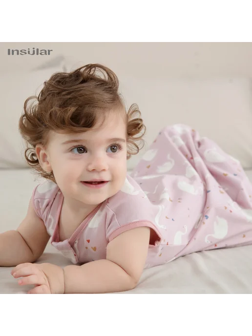 insular Хлопковый летний спальный мешок для малышей 1-3 лет, розовый, фото 2