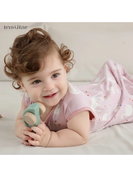 insular Хлопковый летний спальный мешок для малышей 1-3 лет, розовый, фото 6