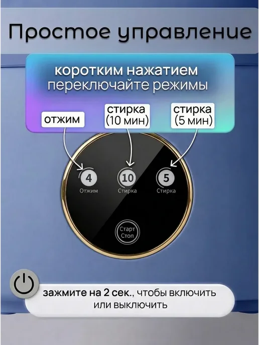 Стиральная машинка мини автомат с подсветкой 12 литров, вариант, фото 5