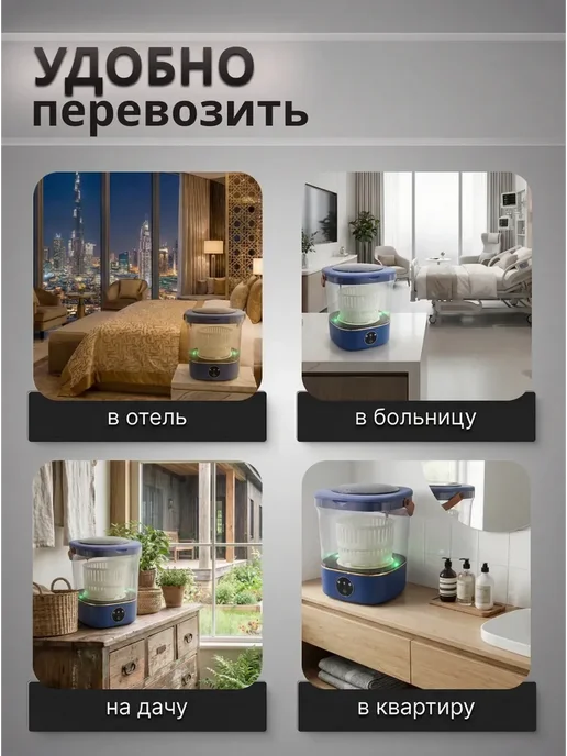 Стиральная машинка мини автомат с подсветкой 12 литров, вариант, фото 7