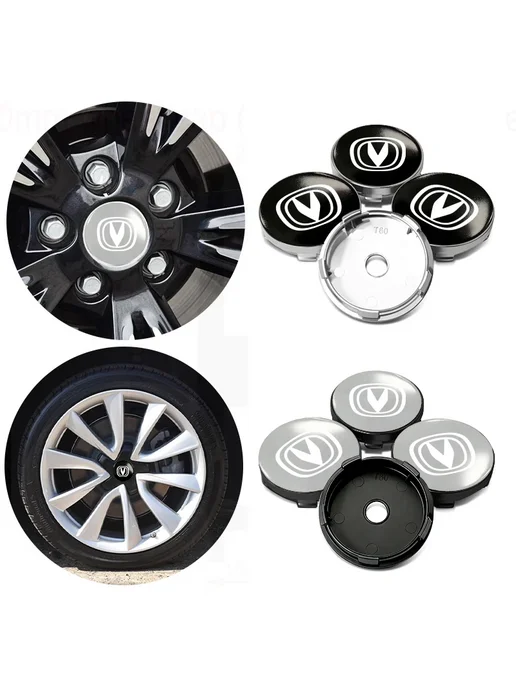 Нет бренда Колпачки ступиц Changan 60mm CAA-01W-D-black 4шт, 4 шт, фото 4