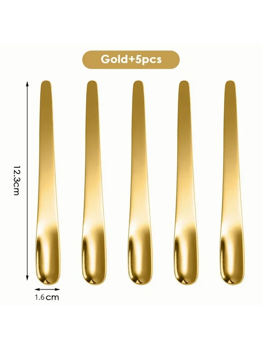 Нет бренда Набор из 5 кофейных ложек из нержавеющей стали 5pcs gold, 5 шт