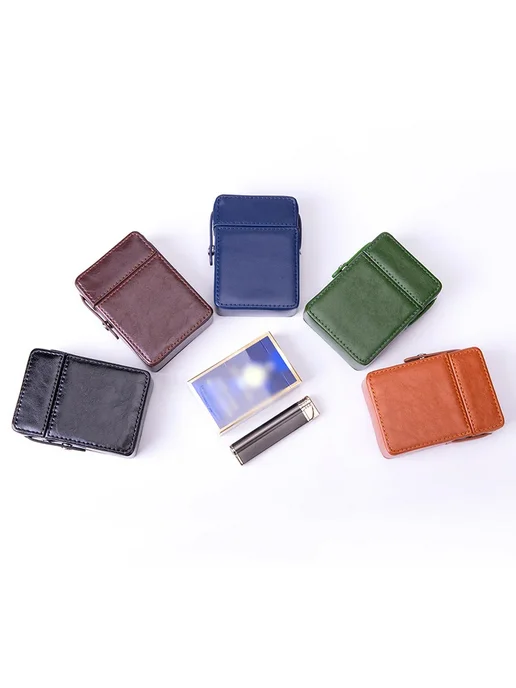 Нет бренда Кожаный портсигар зеленый для Zippo, зеленый, фото 3