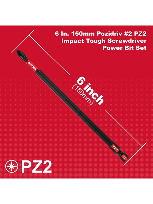 Набор ударных отверток Geinxurn Pozidriv #2 PZ2 из стали S2, 9 шт, фото 3