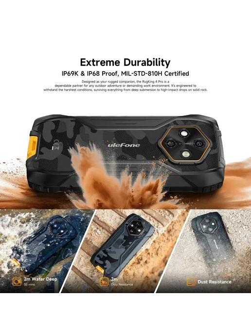 Смартфон Ulefone Rugking 4 Pro 8/128 ГБ, черный, фото 5
