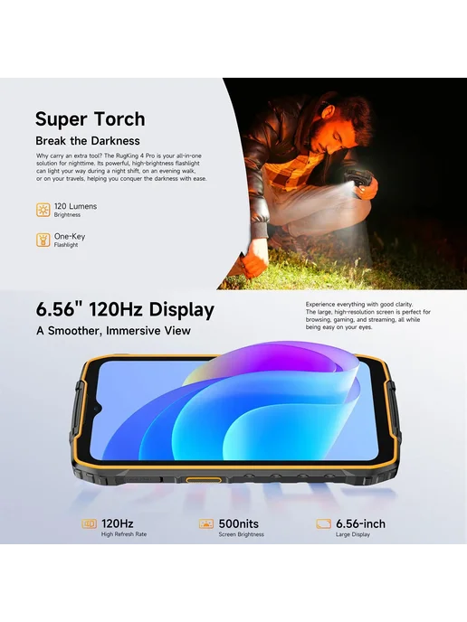Смартфон Ulefone Rugking 4 Pro 8/128 ГБ, черный, фото 6