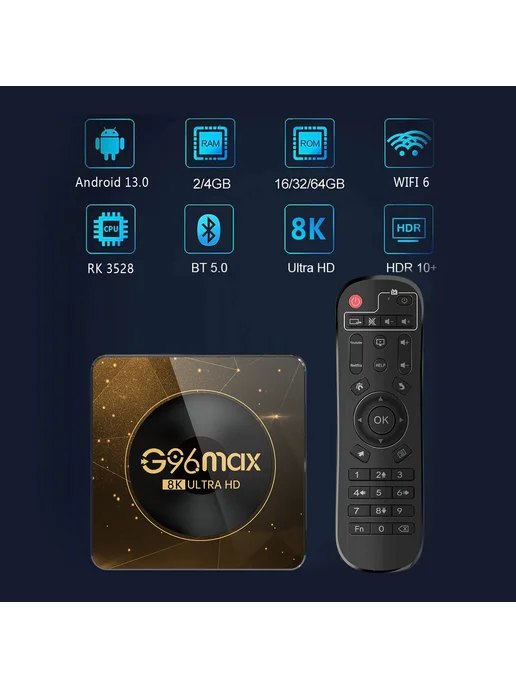 MORTAL G96 Max 4ГБ 64ГБ Smart TV Box, AU Plug, 4 ГБ, 64 ГБ, фото 3