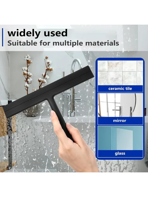 Нет бренда Силиконовый скребок для мытья окон Черный, Black with Holder, черный, фото 4
