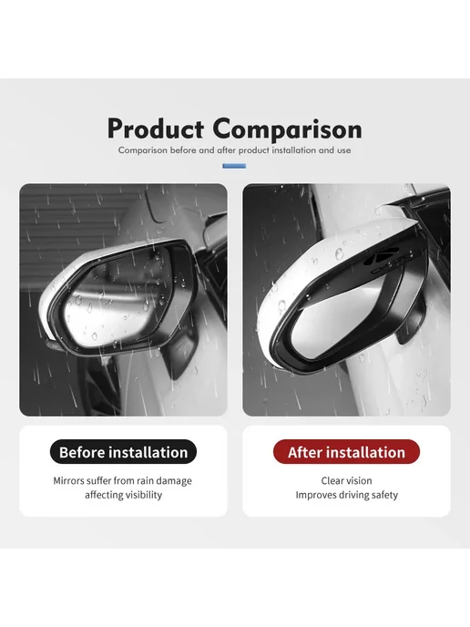 Нет бренда Накладки-козырьки на зеркала Chery CHN-07W-black-2PCS, вариант, фото 4