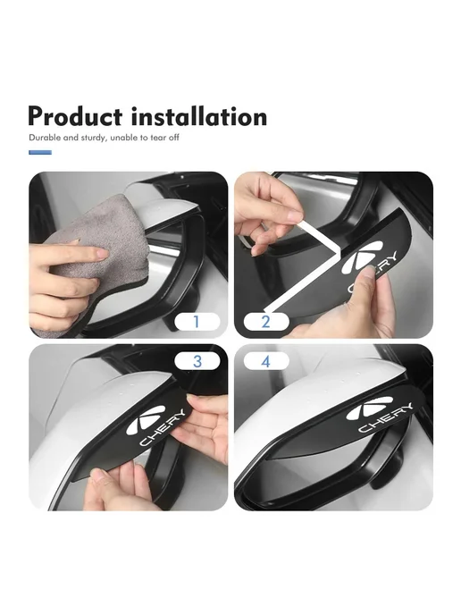 Нет бренда Накладки-козырьки на зеркала Chery CHN-07W-black-2PCS, вариант, фото 7
