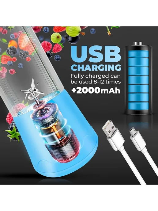 Нет бренда Портативный блендер Green USB Mini Electric Juicer, зеленый, фото 3