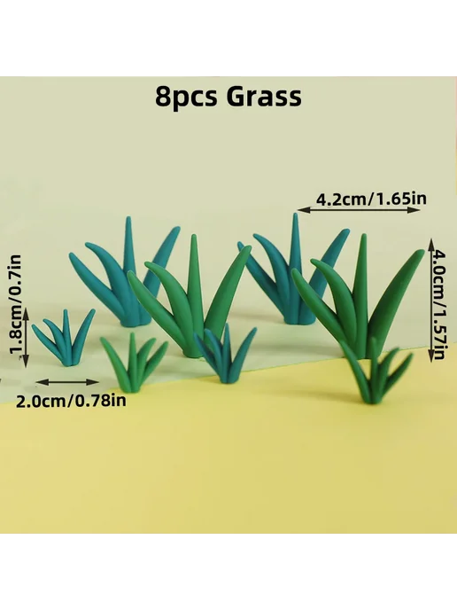 Нет бренда 8pcs Grass Зеленые фигурки травы, 8 шт