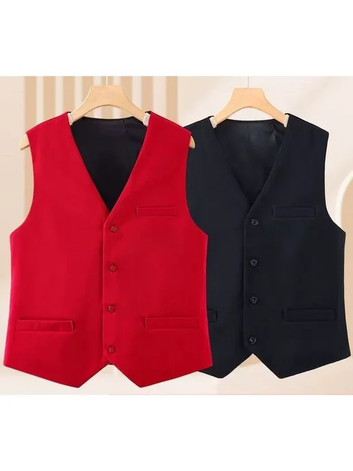 SUYISODA Plus Size,Элегантный Офисный Жилет Для Женщин Больших Размер, красный, фото 2