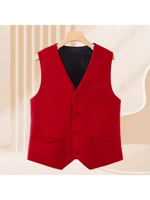 SUYISODA Plus Size,Элегантный Офисный Жилет Для Женщин Больших Размер, красный, фото 3