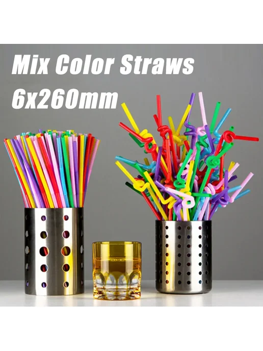 ZHILU Пластиковые соломинки 6x260 мм 6x260mm-300PCS, 6x260 мм, 300 шт, фото 2