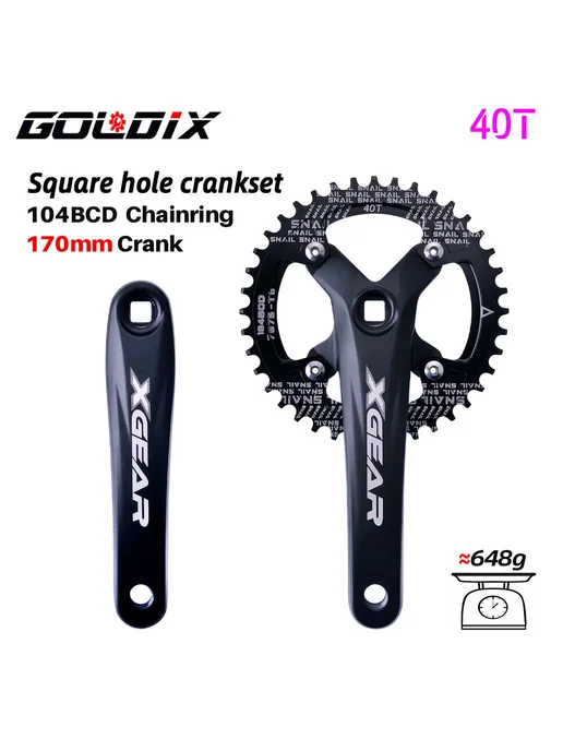 GOLDIX Шатун вело 170 мм черный Crank 40T, черный