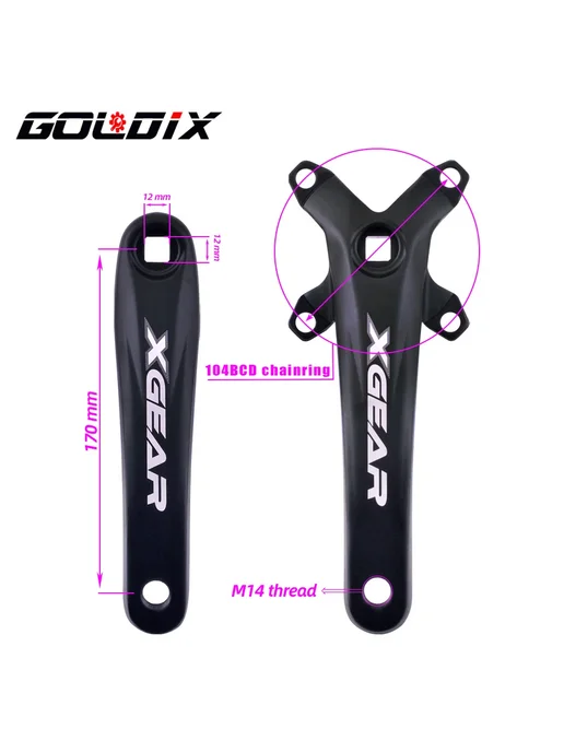 GOLDIX Шатун вело 170 мм черный Crank 40T, черный, фото 6
