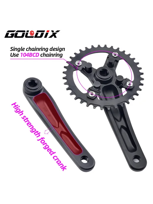 GOLDIX Шатун вело 170 мм черный Crank 38T, черный, фото 4