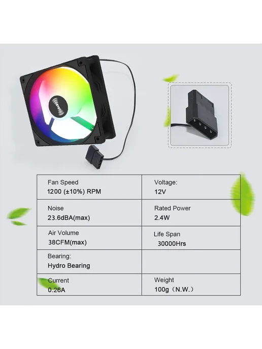 OUYUANSU RGB вентиляторы FAN для корпуса ПК Черный, Black, черный, фото 4