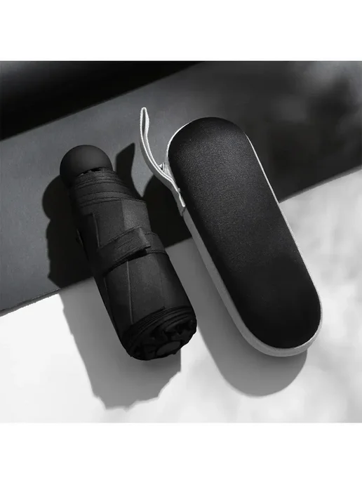Нет бренда Капсульный зонт женский однотонный Черный, black, черный
