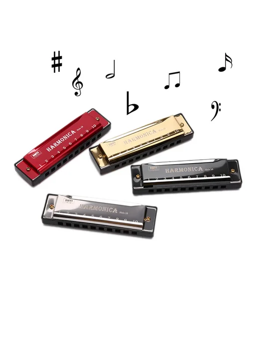 Miwayer Гармоника Harmonica C, 10 отверстий, черная, серебристый, фото 6
