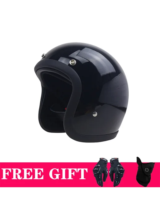 BLD Винтажный классический шлем TT&COCASCOS Cafe Racer, открытый, черный