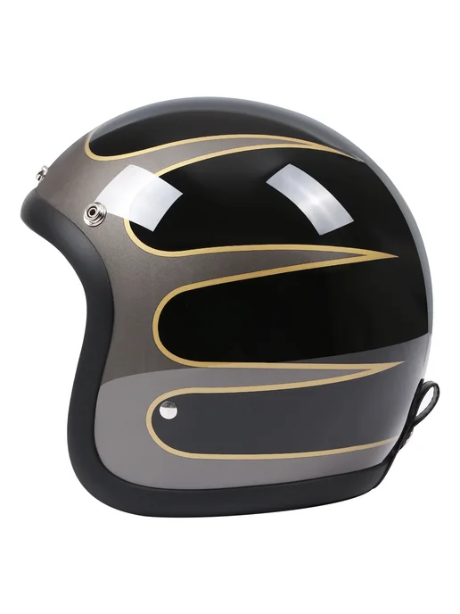 BLD Винтажный классический шлем TT&COCASCOS Cafe Racer, открытый, черный, фото 7