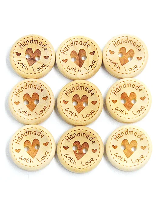 Деревянные пуговицы 50 шт. 2 отверстия 25 mm, 50pcs A, 50 шт, 50 шт