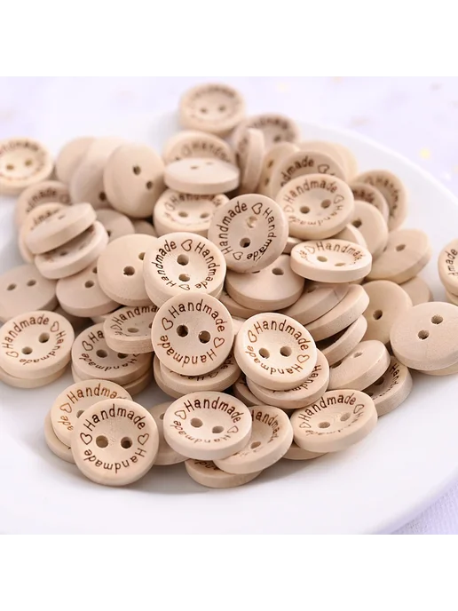 Деревянные пуговицы 50 шт. 2 отверстия 25 mm, 50pcs A, 50 шт, 50 шт, фото 3