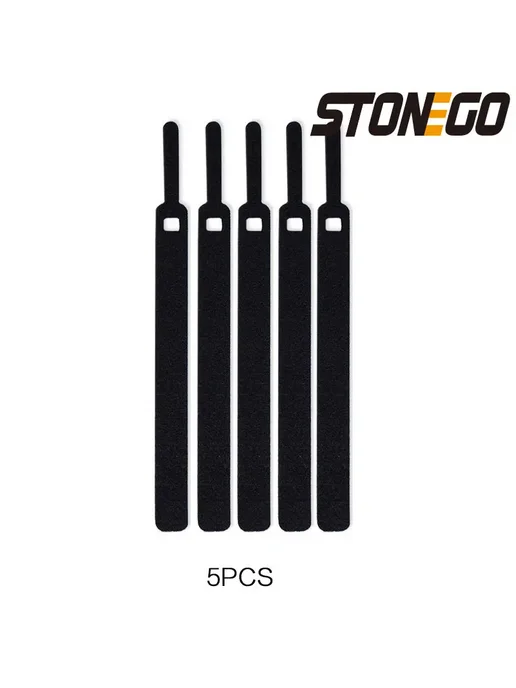 STONEGO Кабельные стяжки нейлоновые, черные, 5 шт, 5 шт