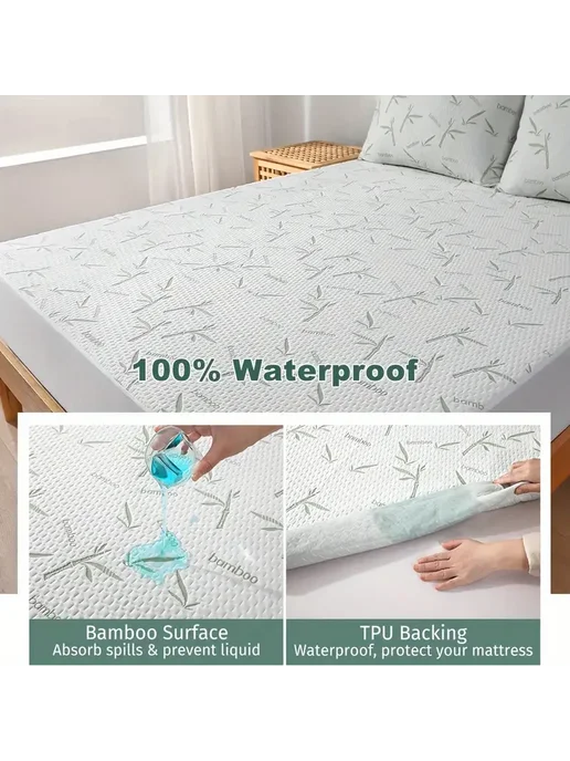Нет бренда Бамбуковый наматрасник Grey-bamboo 90 140 160 см, белый, фото 3
