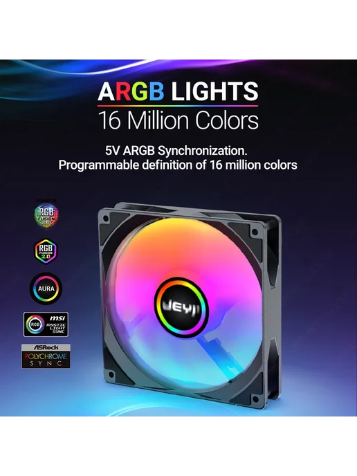 JEYI 120мм ARGB вентилятор для ПК White Single, черный, фото 4