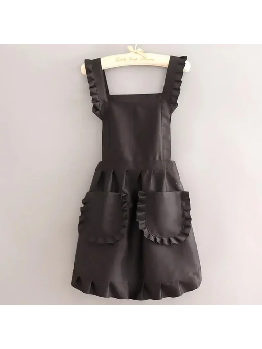 Нет бренда Фартук женский корейский стиль черный Черный, black, черный