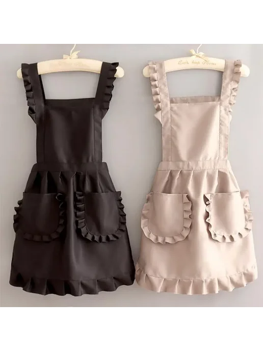 Нет бренда Фартук женский корейский стиль черный Черный, black, черный, фото 2