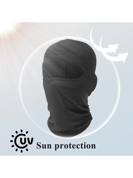 macogear Черная мотобалаклава полнолицевая, защита от УФ, ветрозащита, черный, фото 5
