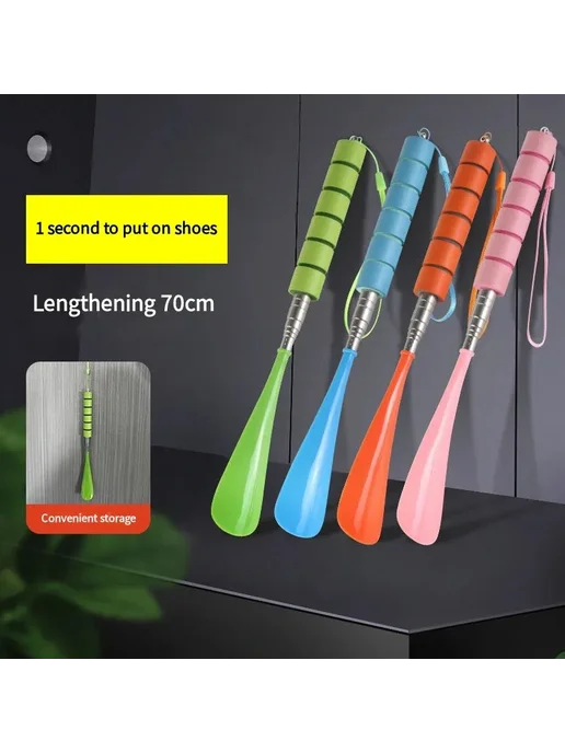 Нет бренда Раздвижная Ложка Для Обуви Из Нержавеющей Стали 30-71 См Для, черный, фото 2
