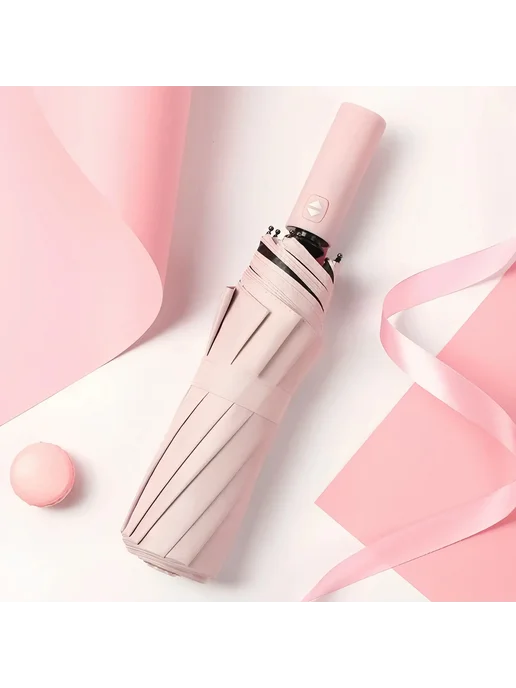 Нет бренда Складной зонт от солнца и дождя, 108 см, 12 ребер white(12k), белый, фото 4