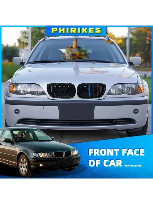 phirikes Решетка радиатора Gloss Black для BMW E46 2002-2004, черный, фото 2