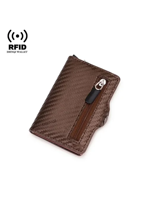 SMILEY SUNSHINE Мужской Кошелек Из Углеродного Волокна С RFID-защитой, Тонки, коричневый