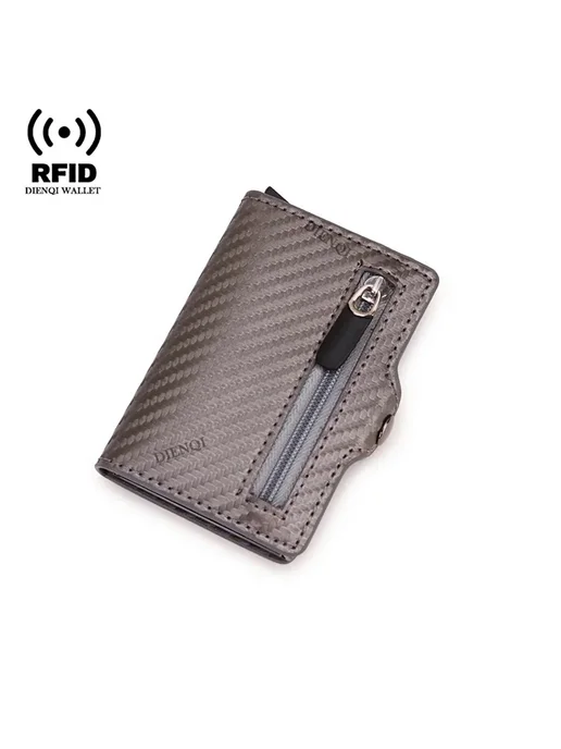 SMILEY SUNSHINE Мужской Кошелек Из Углеродного Волокна С RFID-защитой, Тонки, черный