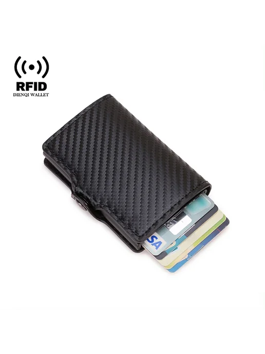 SMILEY SUNSHINE Мужской Кошелек Из Углеродного Волокна С RFID-защитой, Тонки, черный, фото 3