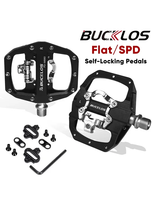 BUCKLOS Педали PD-M680 черные алюминиевые Черный, Black peda, красный, фото 2