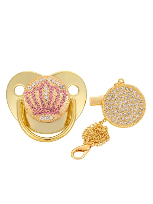 Bratyeessi Соска с зажимом, силиконовая, золотая Pink, розовый, фото 3