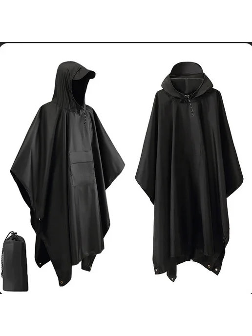 Нет бренда Военный камуфляжный дождевик 3 в 1 Черный, Black - Pocket st, черный